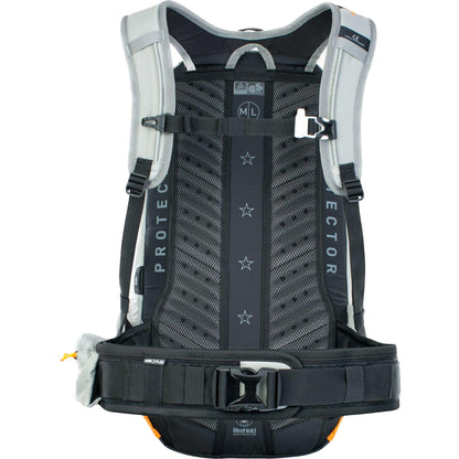 EVOC FR ENDURO E-Ride 16 E-Bike Backpack, Bike Rucksack (Padded Compartment for Spare Battery, Belt Fixing System, Control Display Pocket, Liteshield Back Protector), Stone Grey/Light Orange