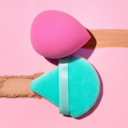 Freeman Puffs N' Stuff Powder Puffs + Liquid Sponges 8 Count Set, Makeup Blending Sponges For Liquid & Cream Foundation & Concealer, Triangle Powder Puff For Setting Powder, Vegan & Cruelty Free