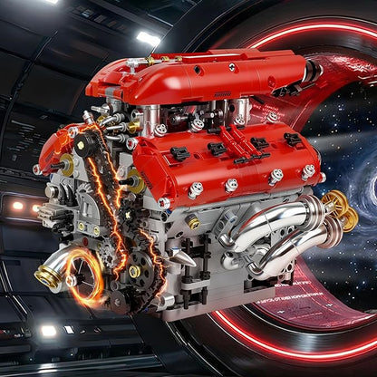 V8 Engine Model Kit Build Your Own Visible Car Motor Advanced STEM Mechanical Building Block Set for Adults Collectible Engine Model for Display Desk Decor &amp Gift to Car Lovers