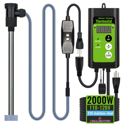 LINGLONGTEMP 2000W Submersible Hot Tub & Pool Portable Electric immersion Water Heater with Temp Control, GFCI for Swimming Pool, Pond, Bathtub, inflatable pool, Baptismal, above ground pool & Spa tub