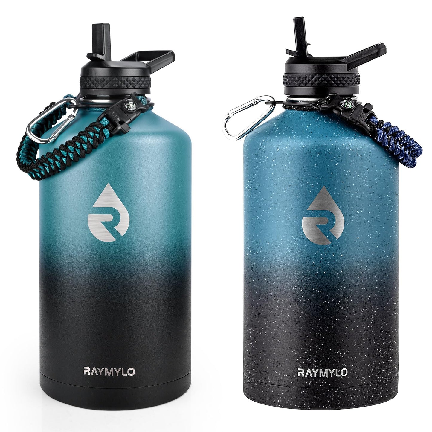 RAYMYLO One Gallon Water Bottle Insulated (Indigo/Black) + 128oz Insulated Water Bottle (Midnight Blue Speckle)