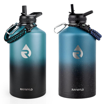RAYMYLO One Gallon Water Bottle Insulated (Indigo/Black) + 128oz Insulated Water Bottle (Midnight Blue Speckle)