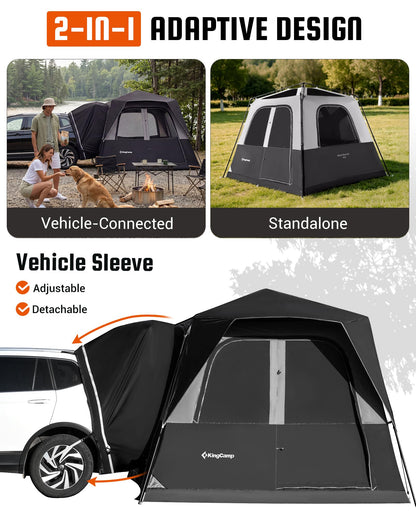KingCamp SUV Tent for Camping, 6-8 Person Instant Tailgate Car Tent with Movie Screen, Waterproof Windproof Family Camping Tent Fits SUV Truck Jeep, Easy Setup Outdoor Shelter