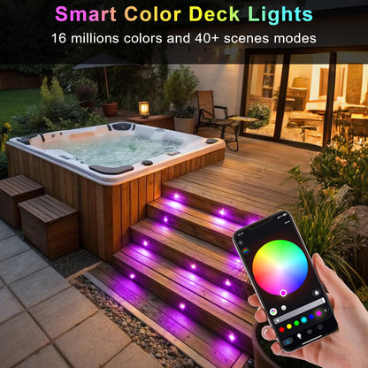 Smart WiFi LED Deck Lights 30 Pack, APP Control RGB Outdoor Lighting for Patio Deck Steps Landscape, Φ1.22" Low Voltage 12V Recessed Deck Lights Waterproof IP67,Compatible with Alexa/Google Home
