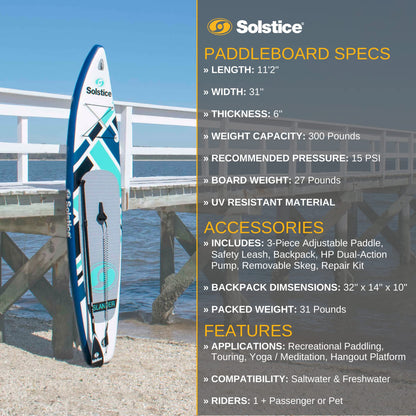 Solstice Watersports Islander Inflatable Stand-Up Paddle Board Kit (11'2 x 31'' x 6'')