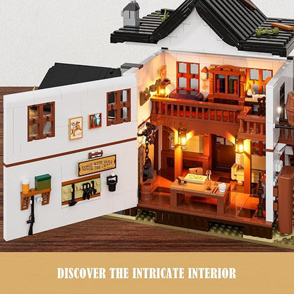 Wild West Blacksmith Lighting Building-Bricks Set - Western Forge House 2042 Pcs Collection Display Set for West Lovers