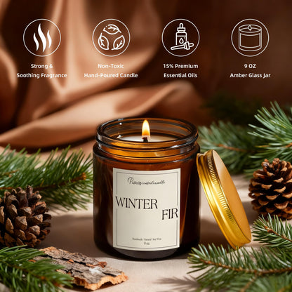 Putart Fir Scented Candles for Home, Natural Soy Wax Aromatherapy Non Toxic Winter Fir Candle Gifts for Women Men, Home Fragrance Decoration Glass Jar Candle for Meditation and Relaxation (9oz)