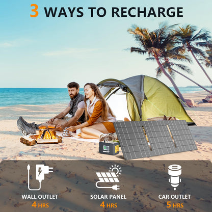HOWEASY Portable Power Station,120W(240W Peak) Solar Generator,88Wh Lithium Battery Power with 110V AC Outlet/DC/USB/LED Light for Outdoor Camping Trip Hunting Emergency(Solar Panel Optional)