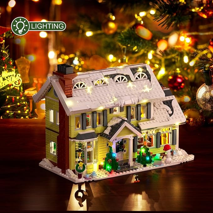 Christmas Holiday House Building Set LED DIY Christmas Holiday Snow Village Christmas House Compatible with Lego Gifts for Boys Girls Family and Friends (1156pcs)