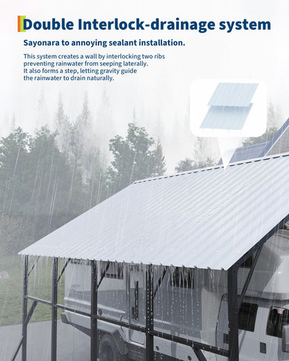 GarveeLife 20x25 ft Vertical Roof Metal Car Port, with 120° Steep-Pitch Roof for Snow Shedding, 173" High-Clearance RV & Tractor Shelter, Heavy-Duty 2 Cars Car Port with Reinforced Frame