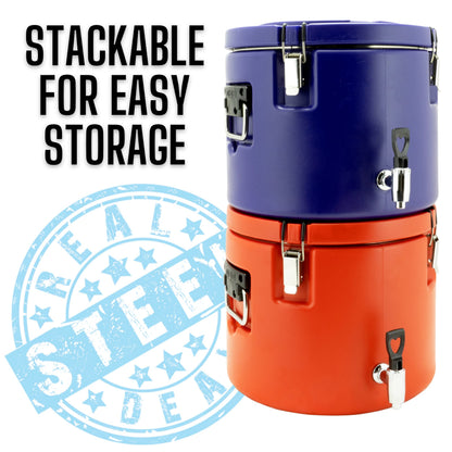 5 Gallon Insulated Beverage Cooler: 5 Gallon Water Dispenser - water dispenser with Stainless Steel Interior and Spout/Spigot, Portable Sports Cooler for Camping, Parties, and Outdoors (Red)