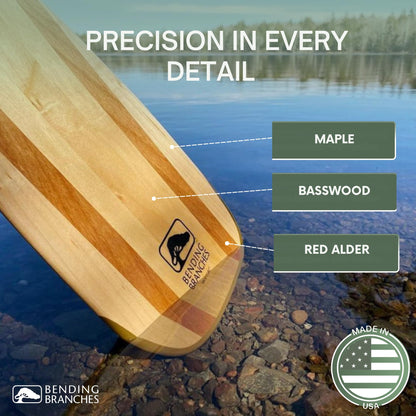 BENDING BRANCHES BB Special Wood Canoe Paddle – 18-Laminate Basswood Shaft, Hardwood Blade with Rockgard® Tip, Bent Shaft Design for Recreational Rivers & Lakes