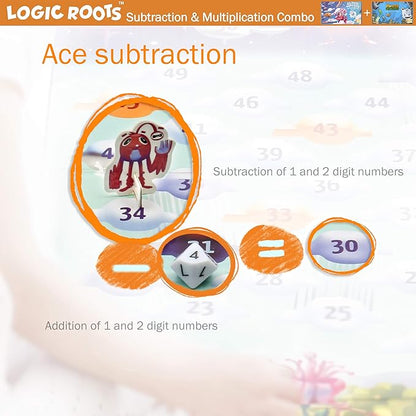 Two Math Games for Kids - Learn Addition Subtraction and Multiplication Table | Educational Games for Kids 5 and up for Kids (Monster Sock Factory + Cloud Hoppers)