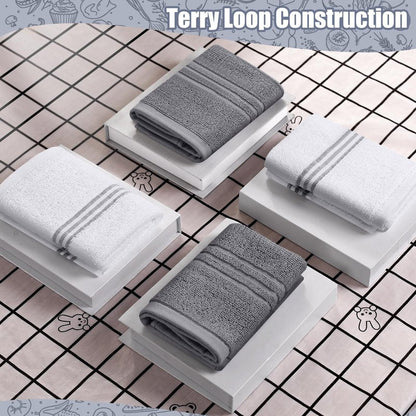 Dish Towels and Dishcloths with Oven Mitts Sets- 100% Cotton Tea Towels for Kitchen- 500 F Heat Resistant Oven Mittens 7.5"x12", Durable Dish Cloths 11.8"x11.8", Absorbent Dish Towels 13.5"x24"