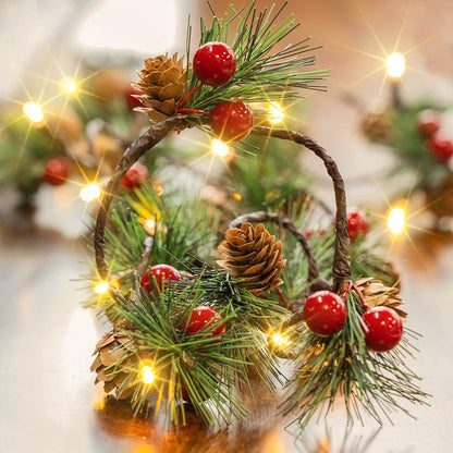 Dazzle Bright Pine Cone Christmas String Lights, 20 LED, 6.5FT, Battery Operated, Indoor/Outdoor, White, Model W-YY-SGD