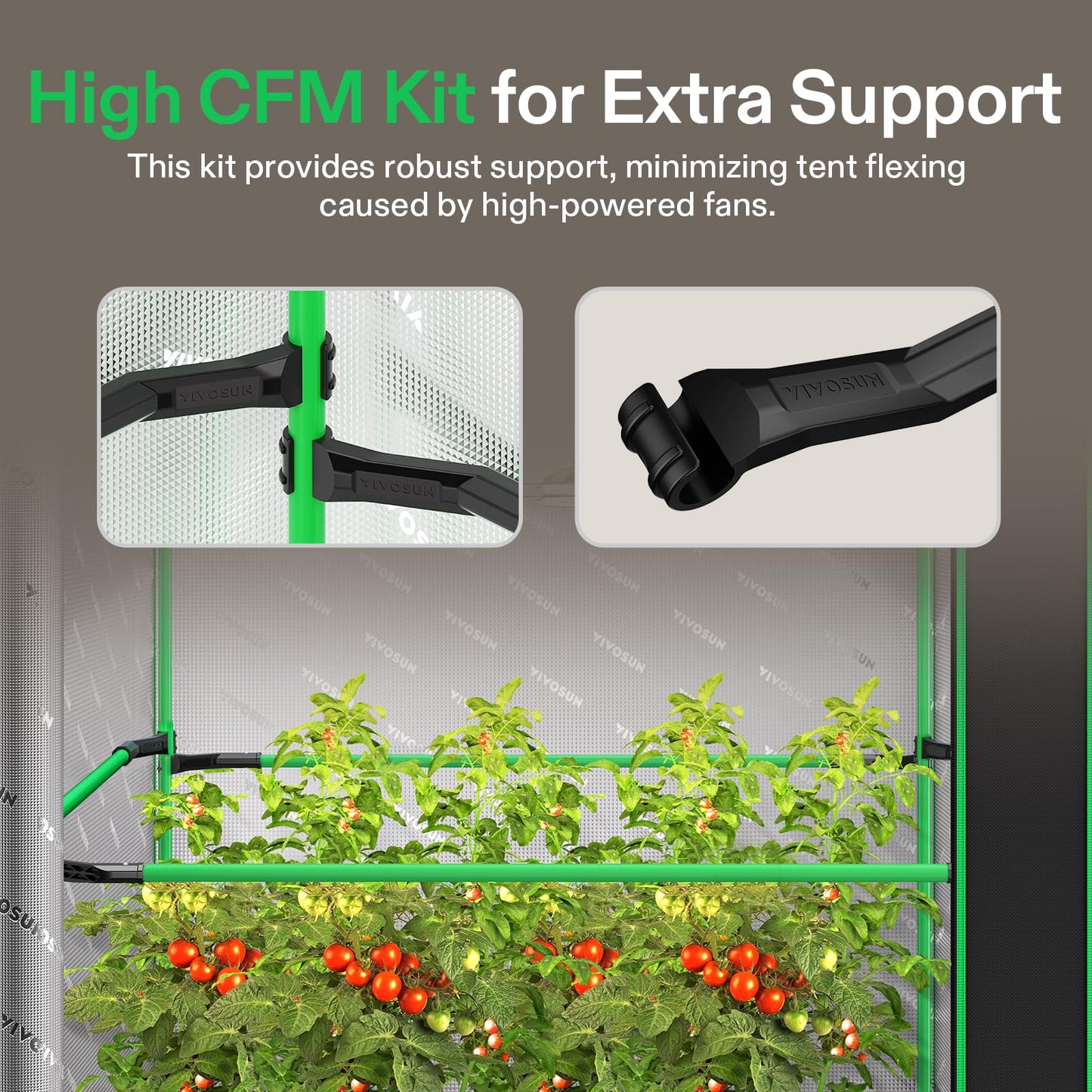VIVOSUN P448 Advance PRO Grow Tent 4x4, with Thick 1 inch Poles, Strengthened High Reflective Mylar Oxford Tent, Extra Hanging Bars & High CFM Kit 48"×48"×80" for Indoor Plants
