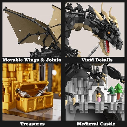 Dragon Building Toys Medieval Building Blocks Set for Adults Teens 14+ Years Old Boys Girls DIY Model Building Kits Hobbies Decor Graduation Birthday Housewarming (2363PCS)