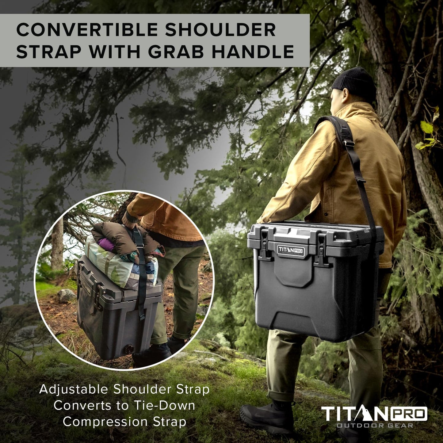 Titan PRO High Performance Ice Chest - 25 Quart Capacity - Hard Cooler with Interior LED Light, Ice Saver Performance Booster and Microban Protection - Granite Gray
