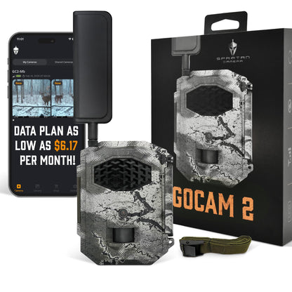 Spartan Camera GoCam2 Cellular, APP Control Trail Camera, 4G LTE, 1080P Video, FHD Photos, No Glow, Night Vision, Motion Activated, IP65 Water Resistant (Spartan Areus, Multi-Carrier)