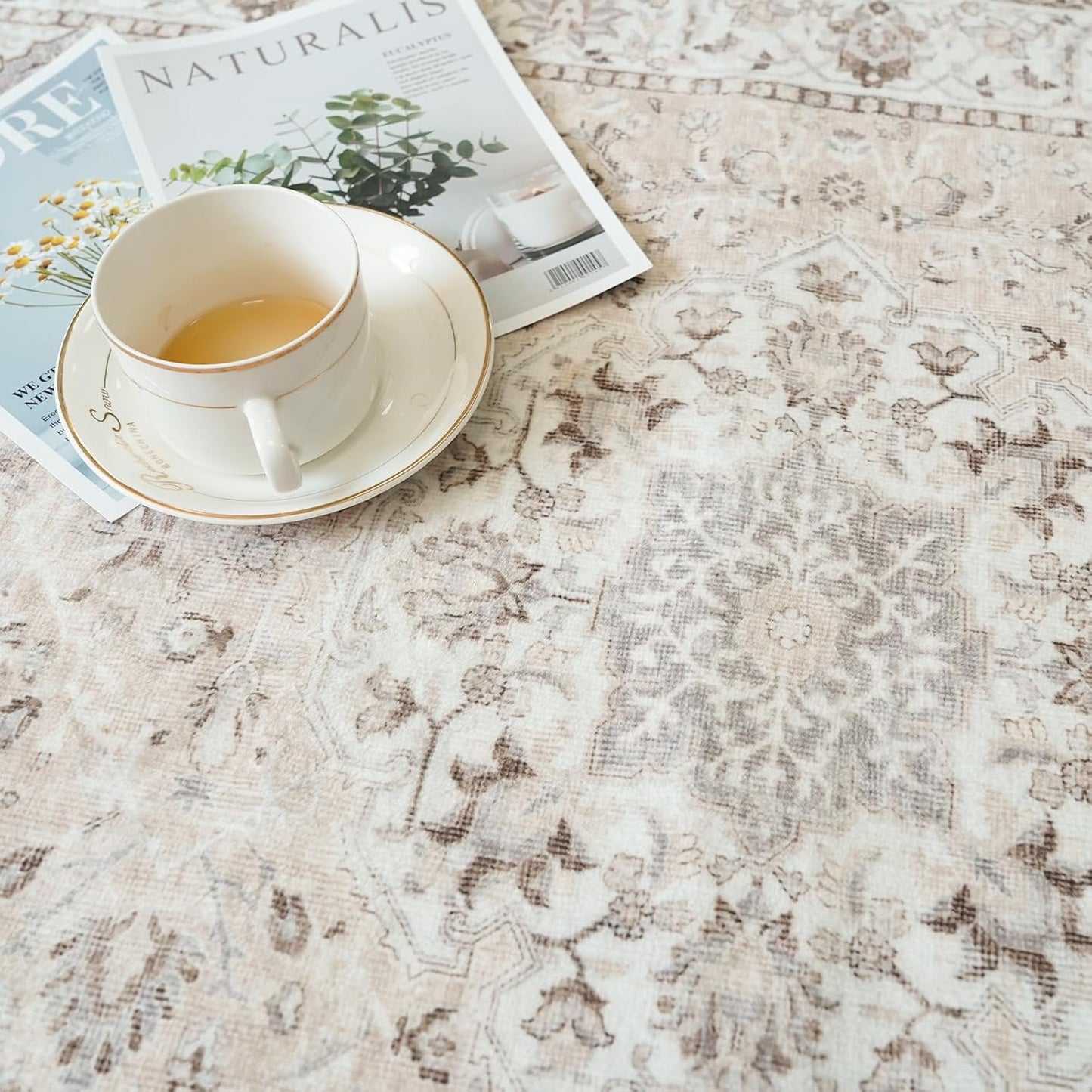 Skiennix Vintage Washable Runner Rug - Soft Non-Slip Kitchen & Hallway Mat | Stain Resistant, 2x6 ft