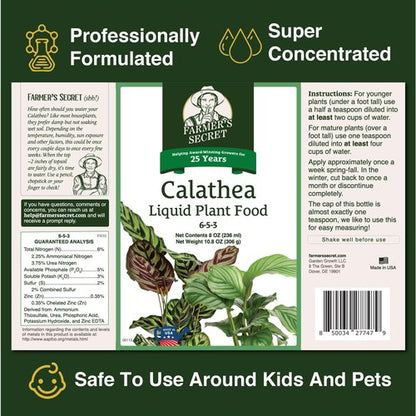 Farmer's Secret Calathea Liquid Plant Food - Super Concentrated 6:5:3 Fertilizer for Growth | 8oz