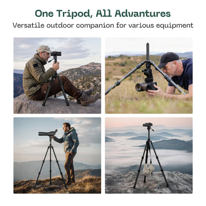FANAUE Tripod for Binoculars Telescope, 42" Carbon Fiber Spotting Scopes Tripods Stand with 1/4" and 3/8" Thread,Camera Tripod with Reversible Center Column for DSLR