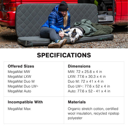 Exped MegaMat LuxeWool Cover, Organic Cotton and Wool Sleeping Mat Cover, Double Wide, Duo Medium