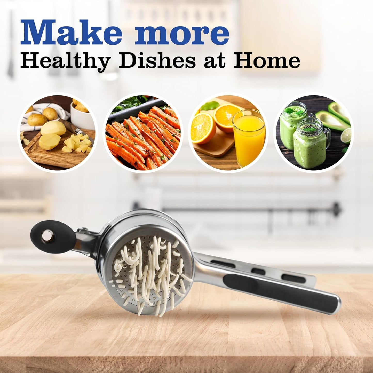 Mindful Design 15oz Potato Ricer - Heavy Duty Stainless Steel Masher for Perfect Mashed Potatoes