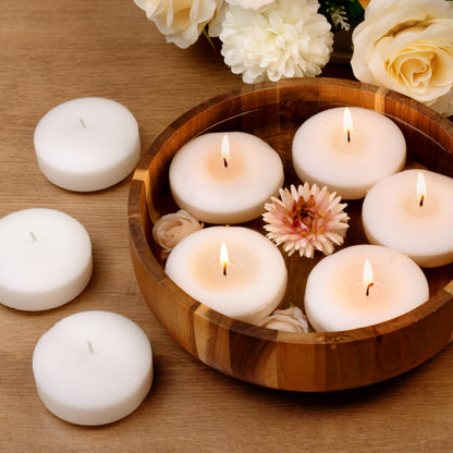 Auralome White Floating Candles 3-Inch - 12 Pack Water Floating Candle Long Burning Candle Set Unscented Candles Floating for Centerpieces Wedding Dinner Thanksgiving Party Home Decor