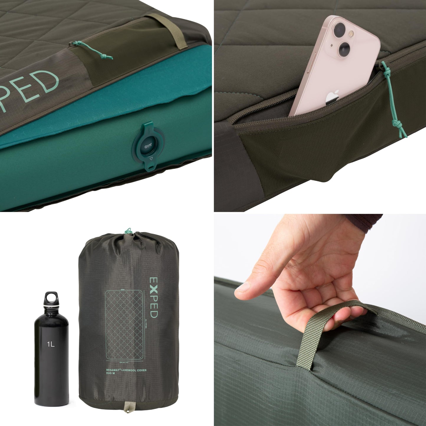 Exped MegaMat LuxeWool Cover, Organic Cotton and Wool Sleeping Mat Cover, Double Wide, Duo Medium