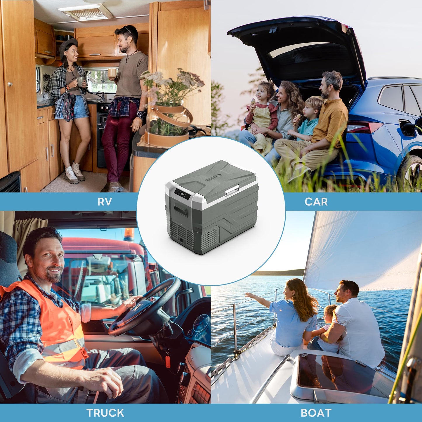 Alpicool Car Refrigerator 12 Volt Refrigerator 37QT. Freezer Electric Cooler, Portable Fridge for Car 12/24V DC 100~240V AC Portable Freezer for Camping RV Camper Truck -4℉-68℉