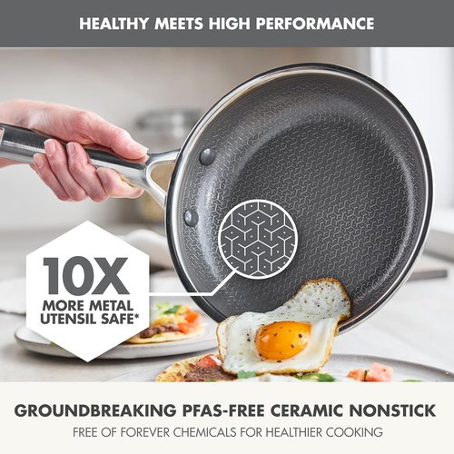 GreenPan Hybrid 8” Nonstick Frying Pan - APEX Tri-Ply Thermobond Ceramic Skillet, PFAS-Free, Silver