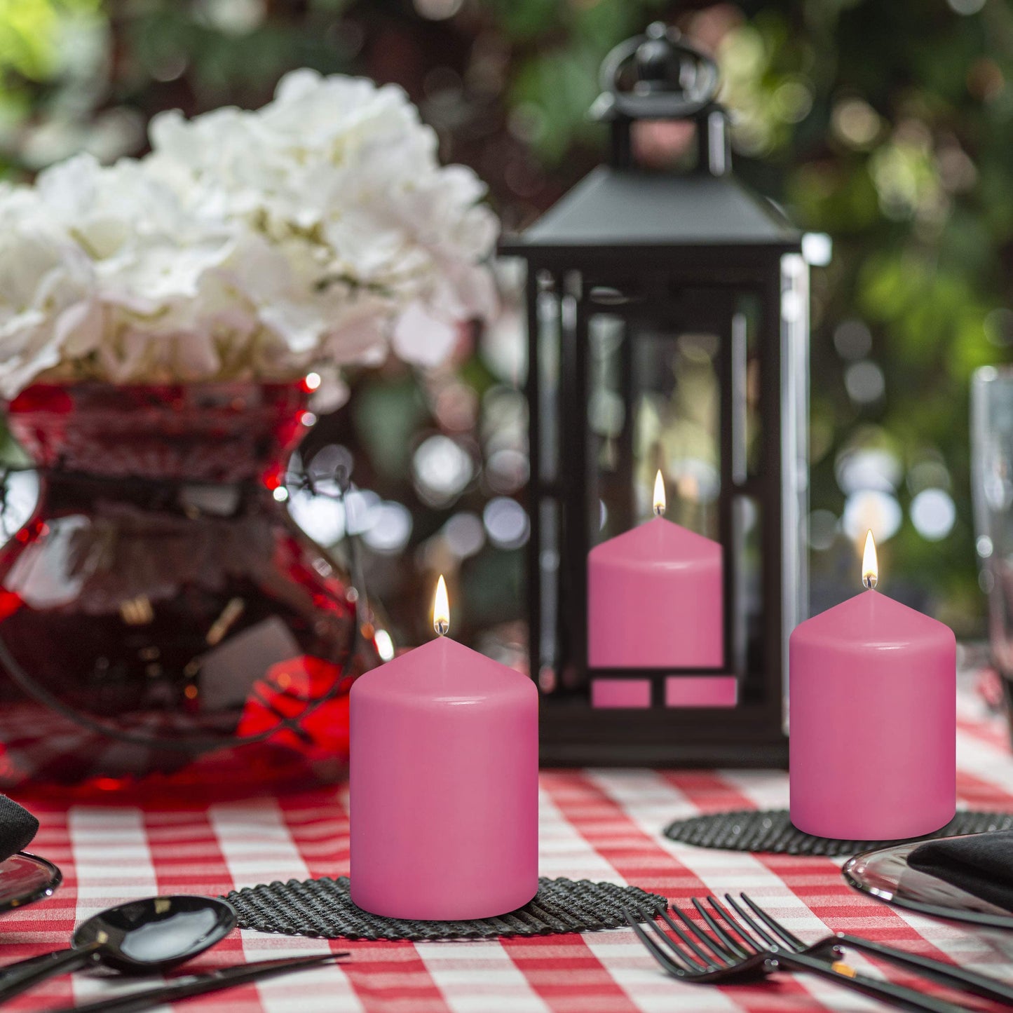 BOLSIUS 10 Pink Pillar Candles - 2.25 x 3.25 Inches - Premium European Quality - Individually Wrapped - 17 Hour Burn Time - Dripless Smokeless Unscented Dinner, Wedding, Party, & Restaurant Candles