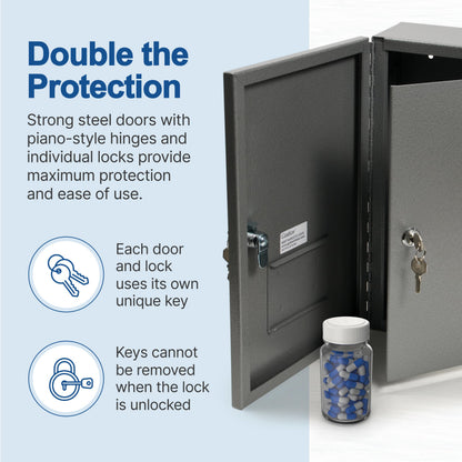 Graham-Field Locking Medicine Cabinet - Safe Narcotic, Drug & Medical Storage - Steel Double Doors & Locks