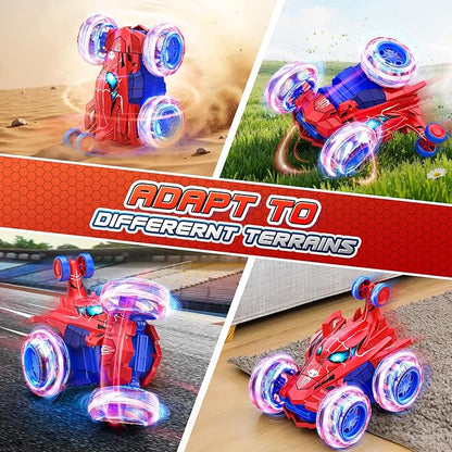 Spider remote control car rc cars toysCool rechargeable stunt rc car with 360 flips 4WD wheel with bright lightFun outdoor toys gifts for kids birthday or Chritmas age 4 5 6 7 8 9 10 11 12 years old