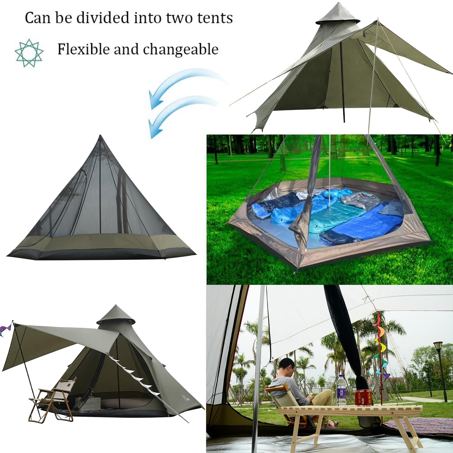 12'x10'x8'Dome Camping Tent 5-6 Person 4 Season Double Layers Waterproof Anti-UV Windproof Tents Family Outdoor Camping Tent | Double Layers, Waterproof, Anti-UV, Windproof, Family, Outdoor