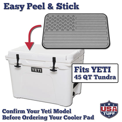 USATuff SeaDek EVA Mat Cooler Pad fits YETI 45 Tundra | Peel & Stick Application | Non Slip Comfort Accessories - US Flag (StormGray-Black)