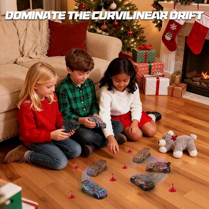 1:32 Scale mini rc Drift car 4WD 25KM/H 2.4GHz Stunt Drifting RC Toys with LED Lights 4 Obstacles Rechargeable Racing Car Suitable as a Gift for Adults and Children