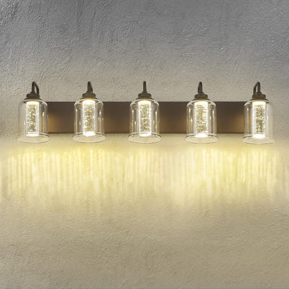 zeyu 25W LED Bathroom Vanity Lighting Fixture, 5-Light, Oil Rubbed Bronze, Crystal Bubble Glass, Model ZSL72B-5W LED ORB-1