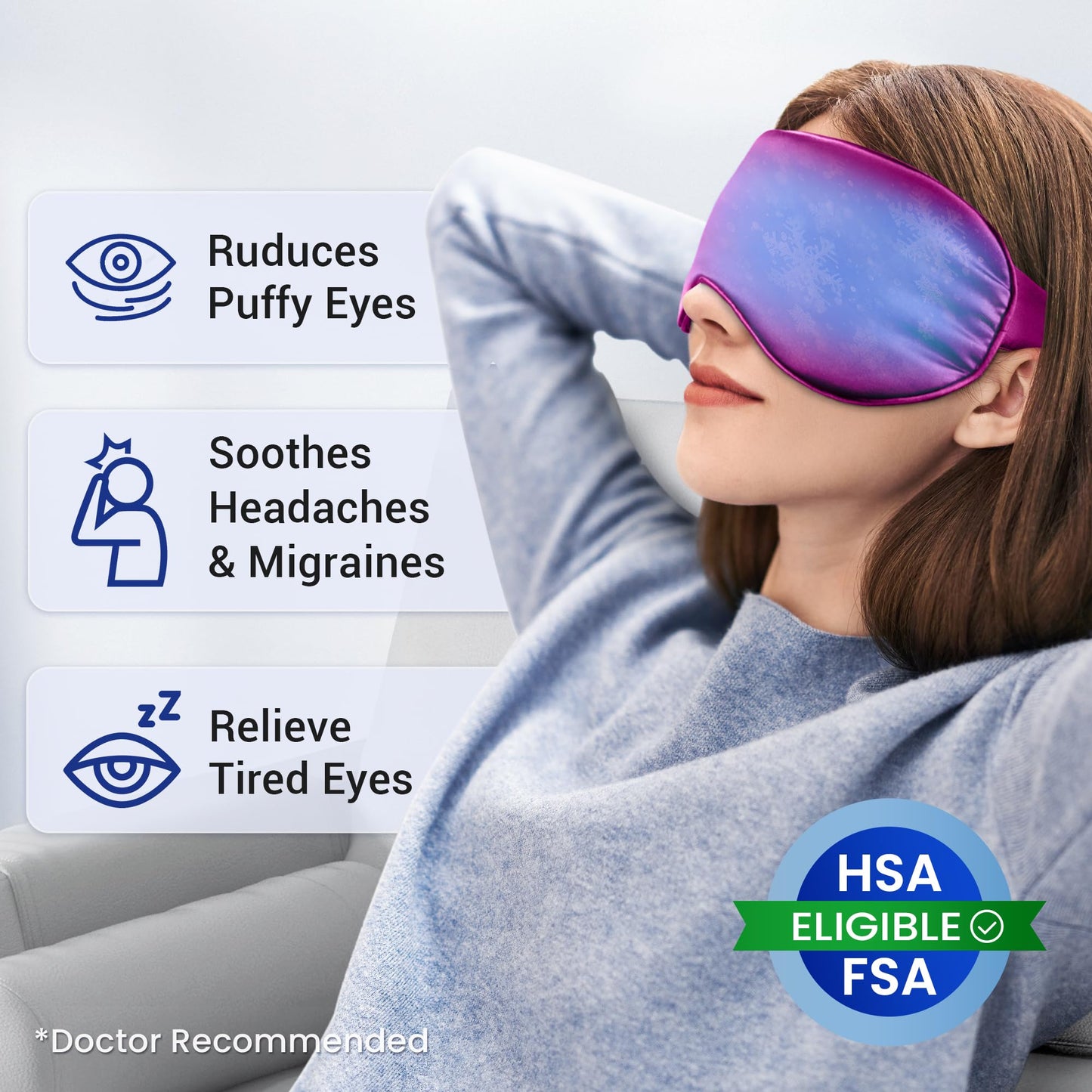 Coolig Eye Mask for Puffy Eyes: Fsa Eligible Items Hsa, Cold Compress for Migraines Headache After Surgery & Puffiness, Reusable Face Ice Pack Gel Sleep Mask for Dark Circles, Relaxing Gifts(Purple)