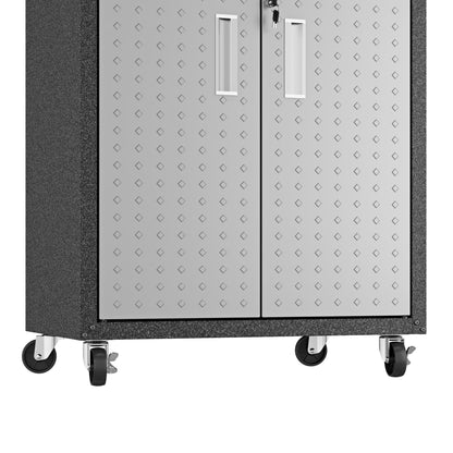 Manhattan Comfort Fortress Rolling 2 Door Garage Storage Cabinet, Black/Gray