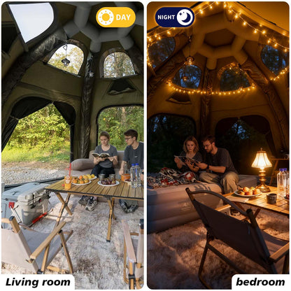 SENLEETO Inflatable Hot Tent with Stove Jack, 6-8 People Luxury 4 Season Inflatable Tents for Camping with Waterproof Large Black-Out Canopy/Rainfly, Glamping Inflatable Tent House Air Tents