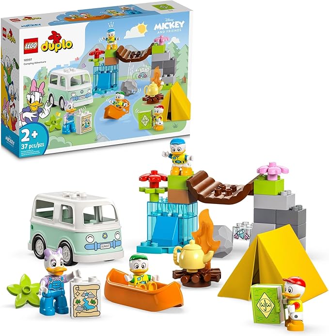 LEGO DUPLO Disney Mickey and Friends Camping Adventure 10997 Toddler Building Toy Set Features 4 DUPLO Toy Figures: Daisy Duck Huey Dewey and Louie to Inspire Creative Role Play