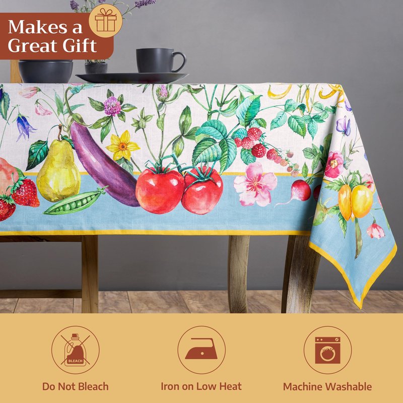 Maison d' Hermine Table Cloth Rectangle Table 100% Cotton 70 x 90 Inches Tablecloth Reusable Decorative for Dining Kitchen Room Farmhouse Home Gifts for Mothers Day Spring Summer - Giverny