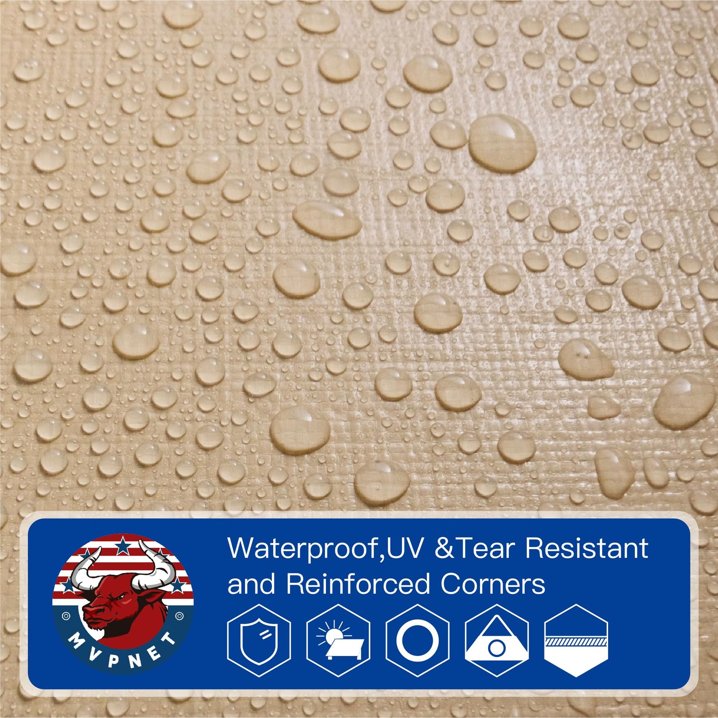 Tarp 20x40 Heavy Duty Waterproof Beige Tarp 12.5mil,Durable,Multipurpose, Weather Resistant,Uv Resistant,Tear Resistant,Can Be Used for Outdoor Furniture,Cars,Ships,Roofs-by MVPNET