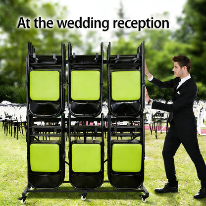 Folding Chair Rack with Wheels,Heavy Duty 1000 Lbs Metrixpio Capacity Movable Storage Chair Dolly for Wedding, Office, School & Camping
