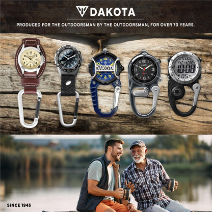 Dakota Flint Clip-On Survival Watch – Outdoor Tool with Flint Fire Starter, LED Flashlight & Bottle Opener – Silver