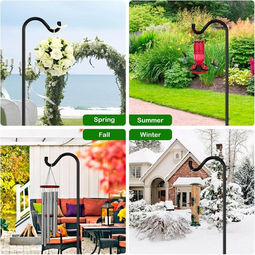 Feed Garden 76'' Heavy Duty Bird Feeder Pole - Adjustable Shepherds Hook with 7-Prong Base for Outdoor Use