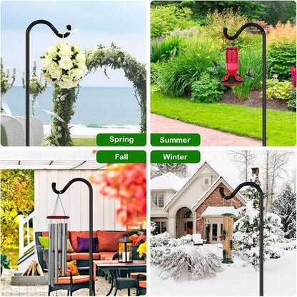 Feed Garden 76'' Heavy Duty Bird Feeder Pole - Adjustable Shepherds Hook with 7-Prong Base for Outdoor Use