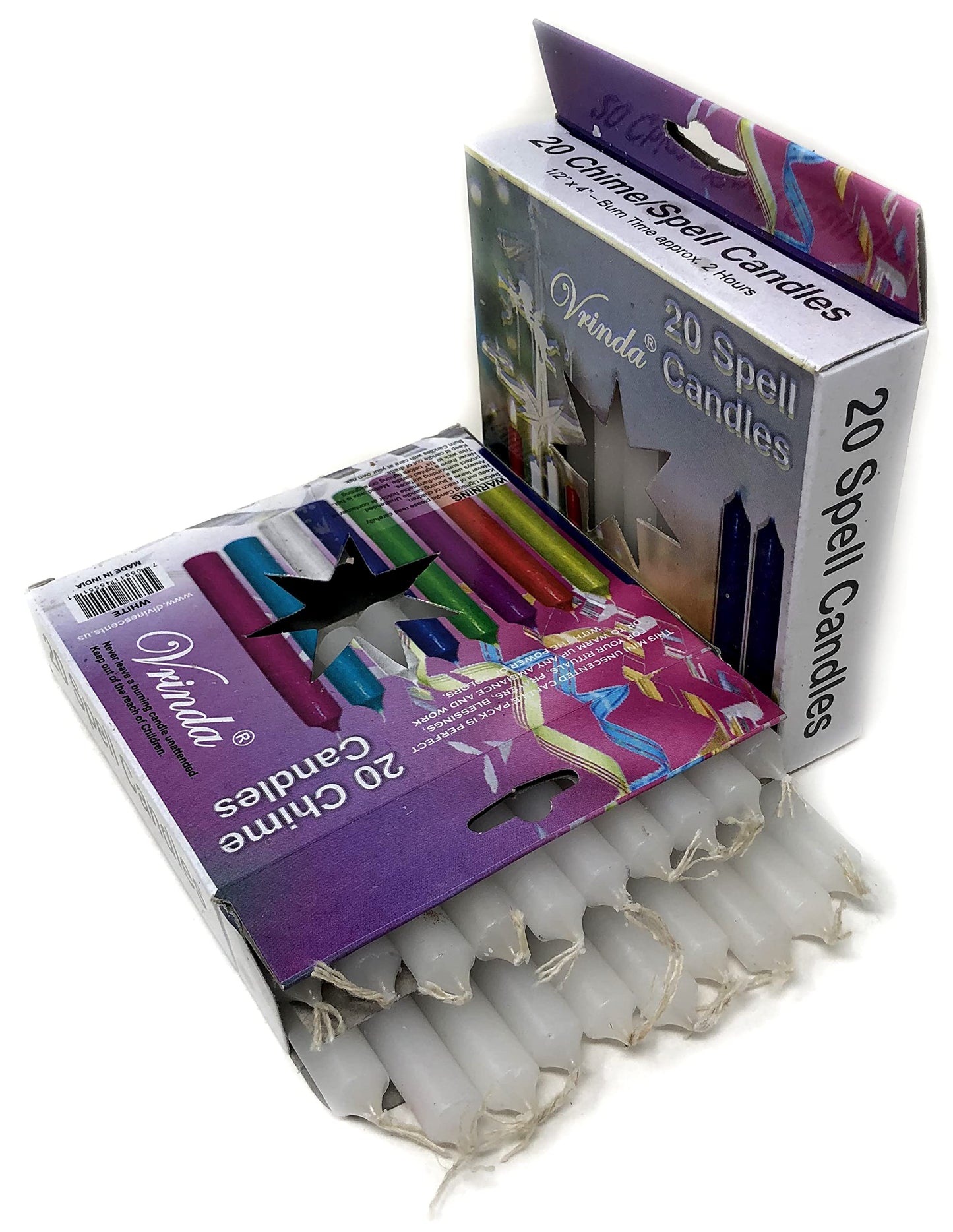 Vrinda® 4" Mini Chime Ritual Spell Unscented Taper Candles - Set of 20 (White)